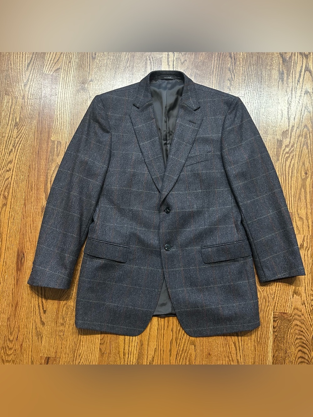 Ermenegildo Zegna Wool & Cashmere Sport Coat Size 50 R Windowpane Plaid Grey